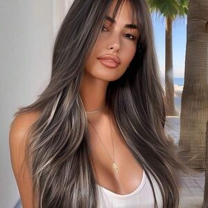 HAIRCUBE Black Long Straight Wigs For Women, Natural Black Synthetic Wig